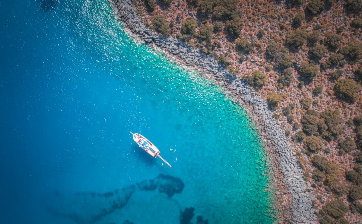 Bodrum beach with crystal clear water