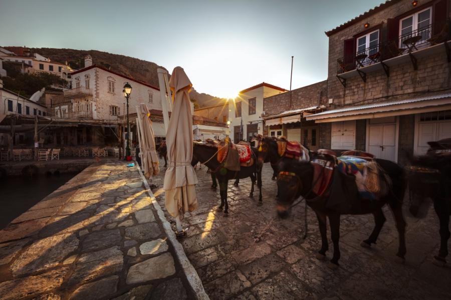 A couple enjoying a peaceful moment in Hydra